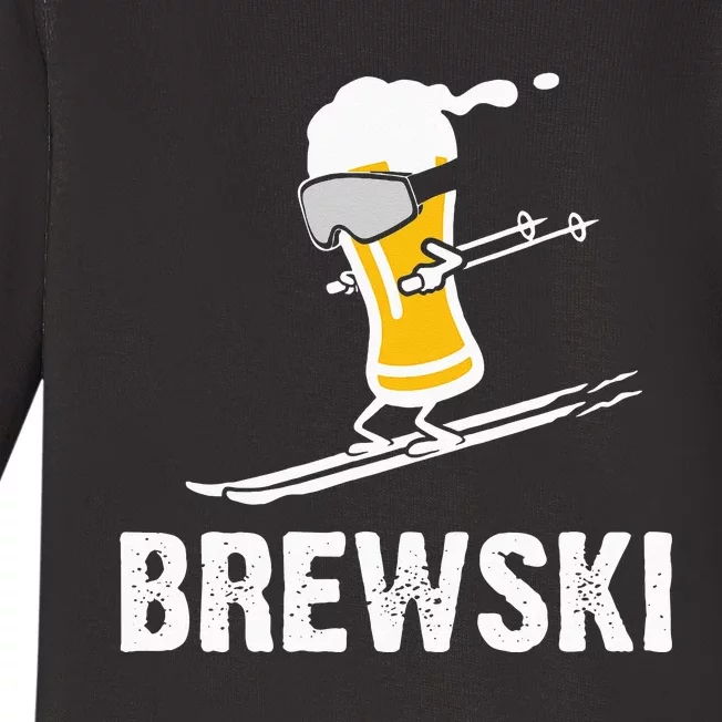 Brewski Skiing Beer Baby Long Sleeve Bodysuit