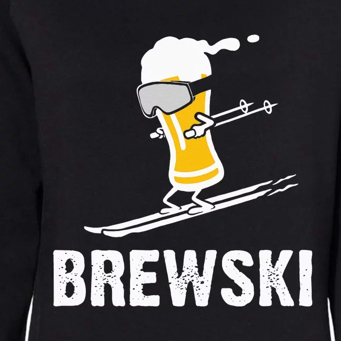 Brewski Skiing Beer Womens California Wash Sweatshirt