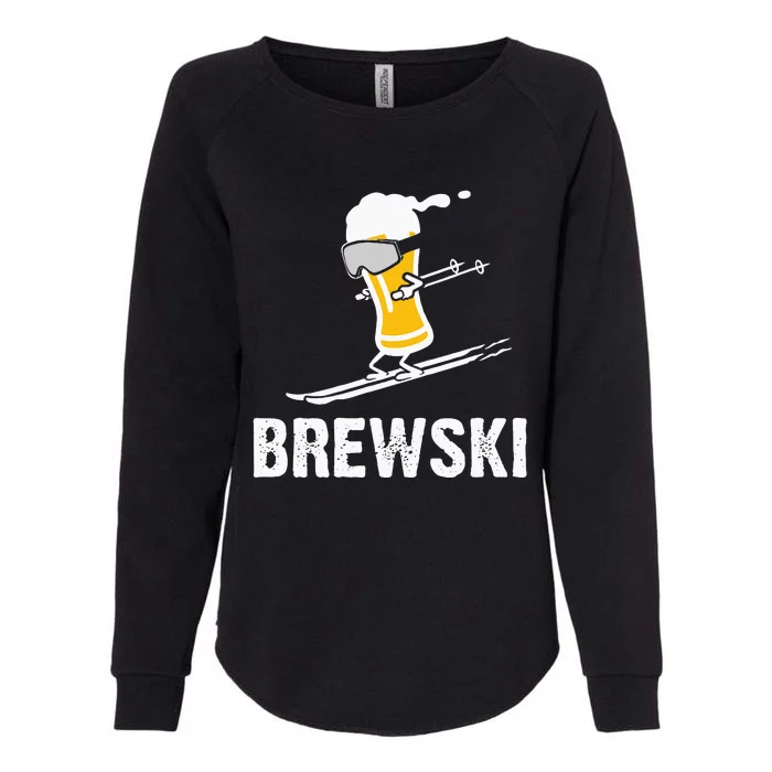 Brewski Skiing Beer Womens California Wash Sweatshirt