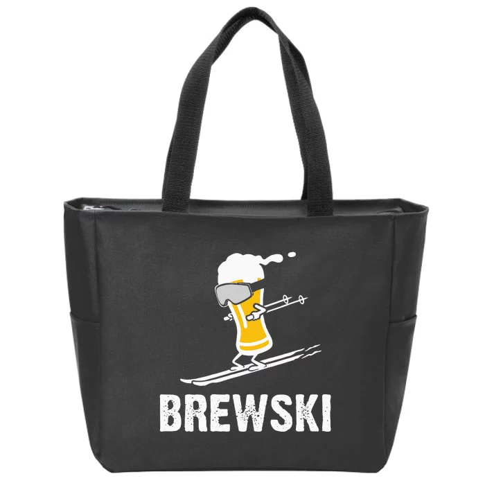 Brewski Skiing Beer Zip Tote Bag