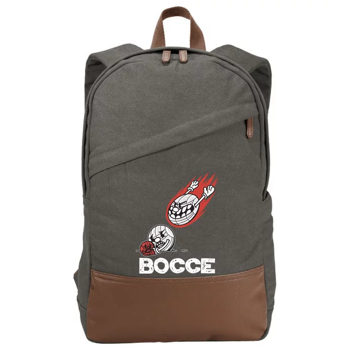 Bocce Slogan Bocci Game With Jack Bocce Ball Gift Cotton Canvas Backpack