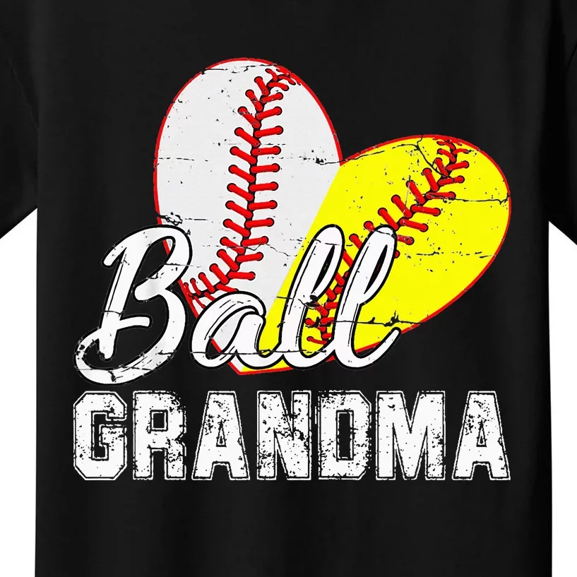 Baseball Softball Ball Heart Grandma gift Mother's Day Kids T-Shirt