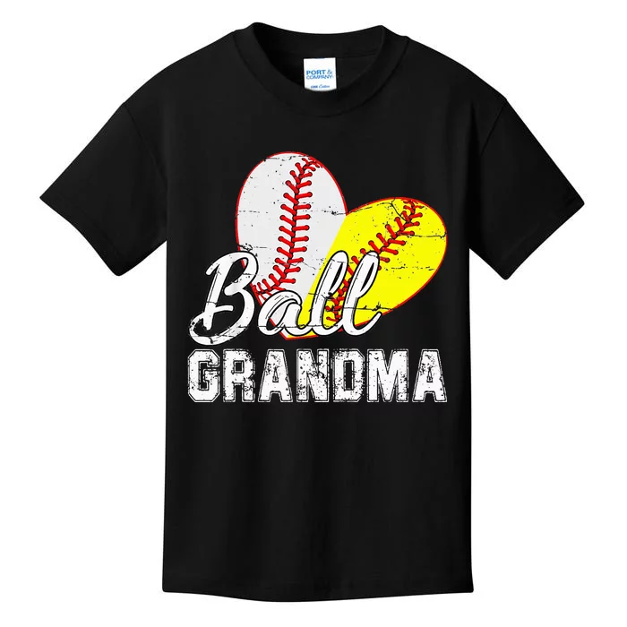 Baseball Softball Ball Heart Grandma gift Mother's Day Kids T-Shirt