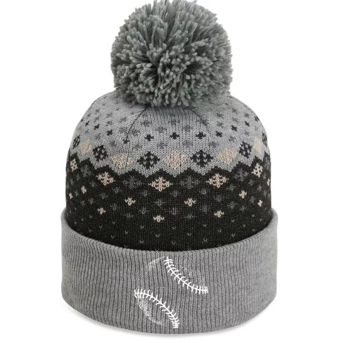 Baseball Silhouette, Baseball Ball The Baniff Cuffed Pom Beanie