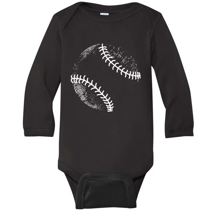 Baseball Silhouette, Baseball Ball Baby Long Sleeve Bodysuit