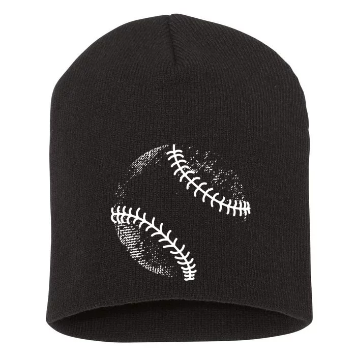 Baseball Silhouette, Baseball Ball Short Acrylic Beanie