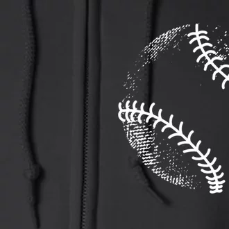 Baseball Silhouette, Baseball Ball Full Zip Hoodie