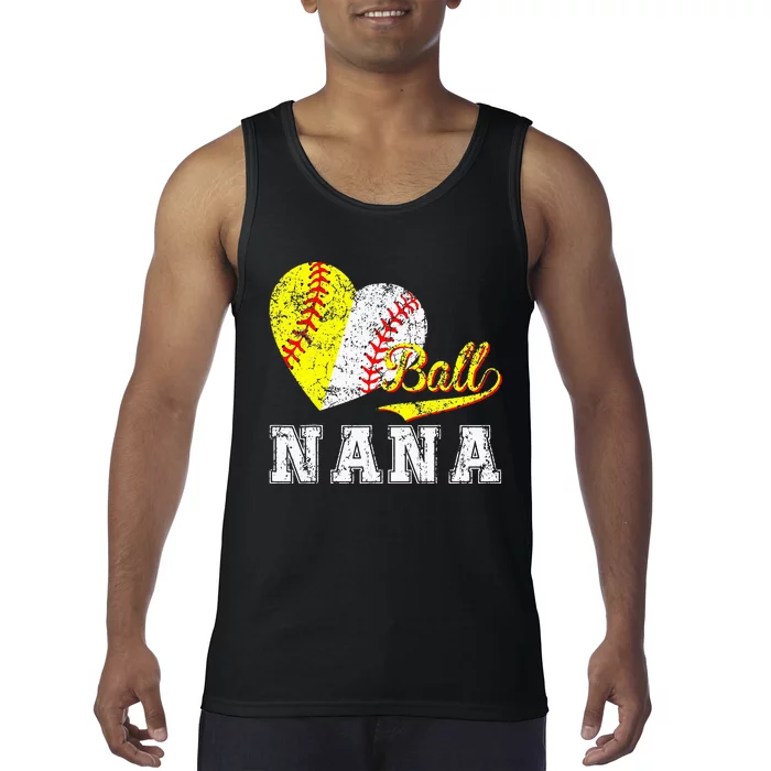 Baseball Softball Ball Heart Nana Mother's Day Tank Top