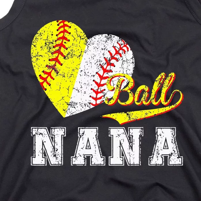 Baseball Softball Ball Heart Nana Mother's Day Tank Top