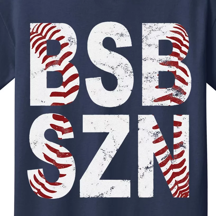 BSB SZN Baseball Season Distressed Kids T-Shirt