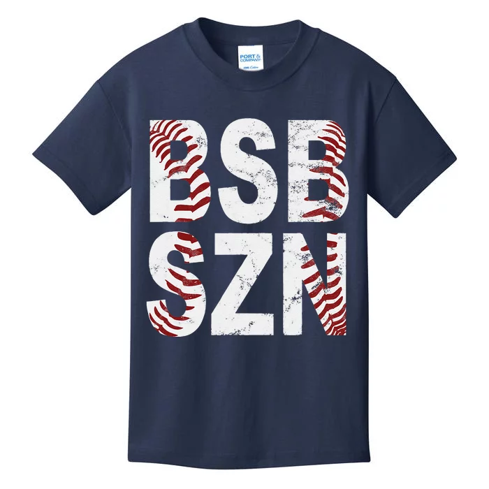 BSB SZN Baseball Season Distressed Kids T-Shirt