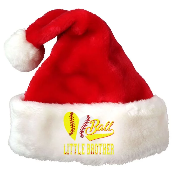 Baseball Softball Ball Heart Little Brother Father Day Premium Christmas Santa Hat