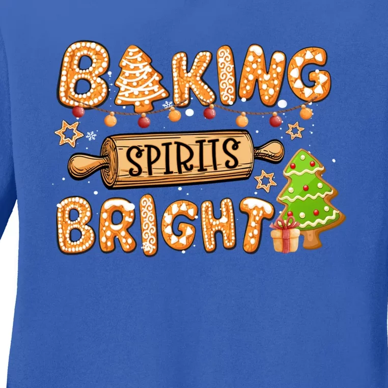 Baking Spirits Bright Chirstmas Cookie Gingerbread Holiday Gift Ladies Long Sleeve Shirt