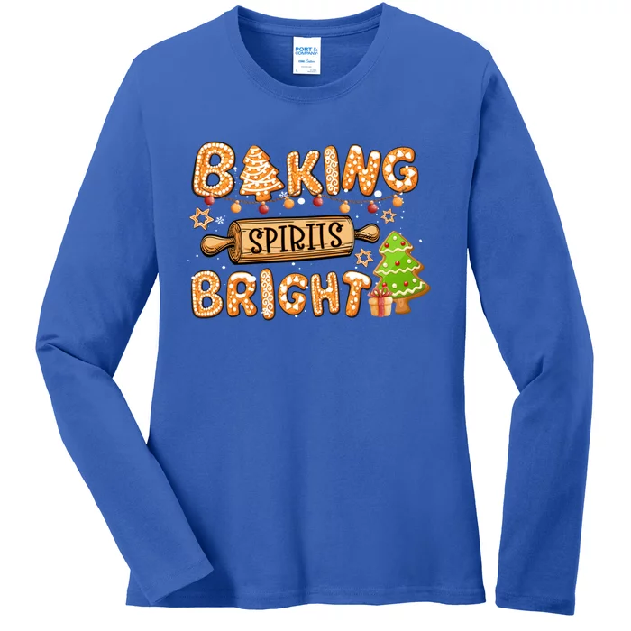 Baking Spirits Bright Chirstmas Cookie Gingerbread Holiday Gift Ladies Long Sleeve Shirt