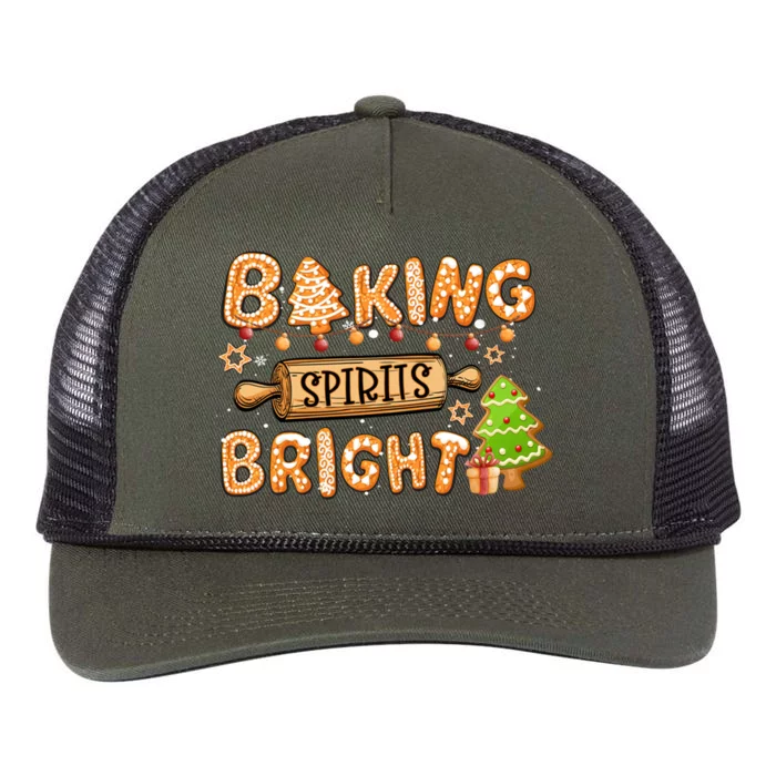 Baking Spirits Bright Chirstmas Cookie Gingerbread Holiday Gift Retro Rope Trucker Hat Cap