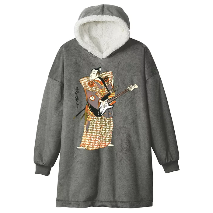 Bassist Samurai Bassist Funny Bass Guitar Player Hooded Wearable Blanket