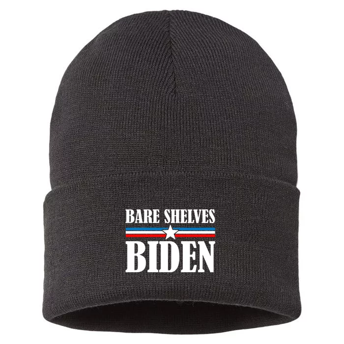 Bare Shelves Biden Conservative Liberal Impeach USA Flag Sustainable Knit Beanie