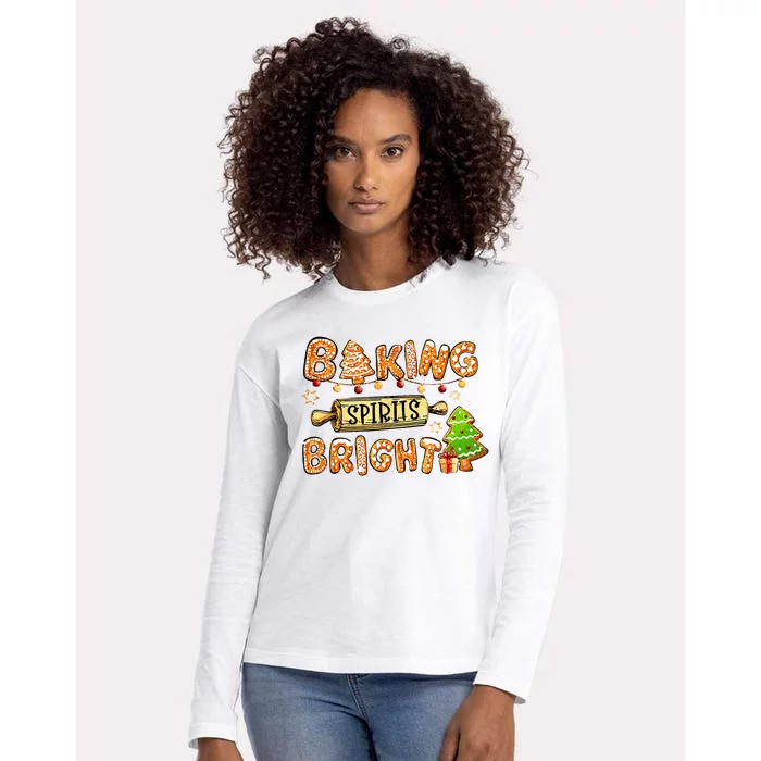 Baking Spirit Bright Donut Christmas Tree Xmas Cookie Womens Cotton Relaxed Long Sleeve T-Shirt