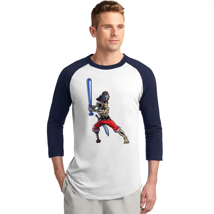 Baseball Skeleton Boy Pirate Baseball Halloween Baseball Sleeve Shirt