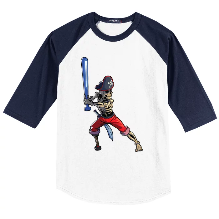 Baseball Skeleton Boy Pirate Baseball Halloween Baseball Sleeve Shirt