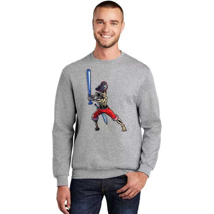 Baseball Skeleton Boy Pirate Baseball Halloween Tall Sweatshirt