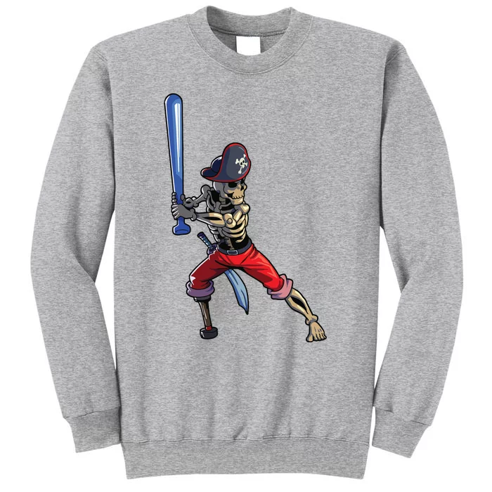 Baseball Skeleton Boy Pirate Baseball Halloween Tall Sweatshirt