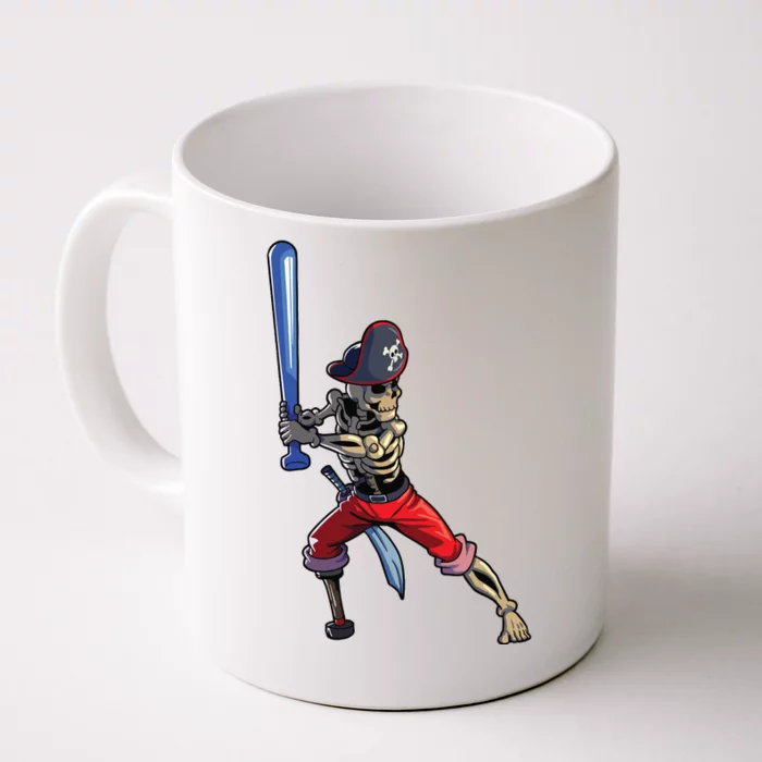 Baseball Skeleton Boy Pirate Baseball Halloween Front & Back Coffee Mug