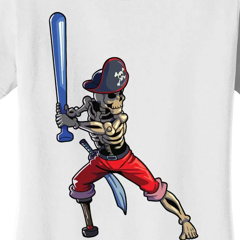 Baseball Skeleton Boy Pirate Baseball Halloween Women's T-Shirt