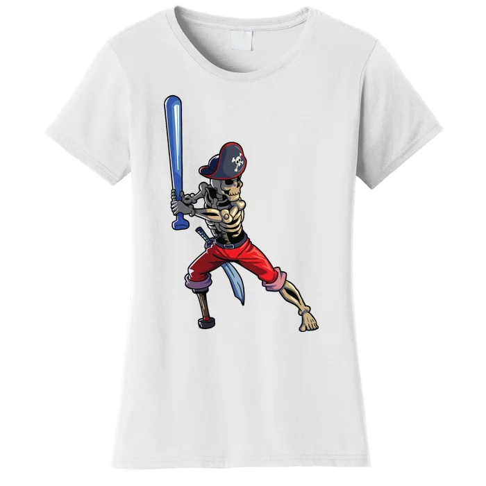 Baseball Skeleton Boy Pirate Baseball Halloween Women's T-Shirt