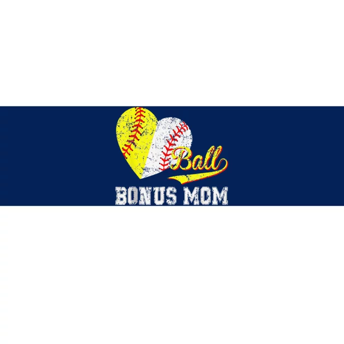 Baseball Softball Ball Heart Bonus Mom Mother's Day Bumper Sticker