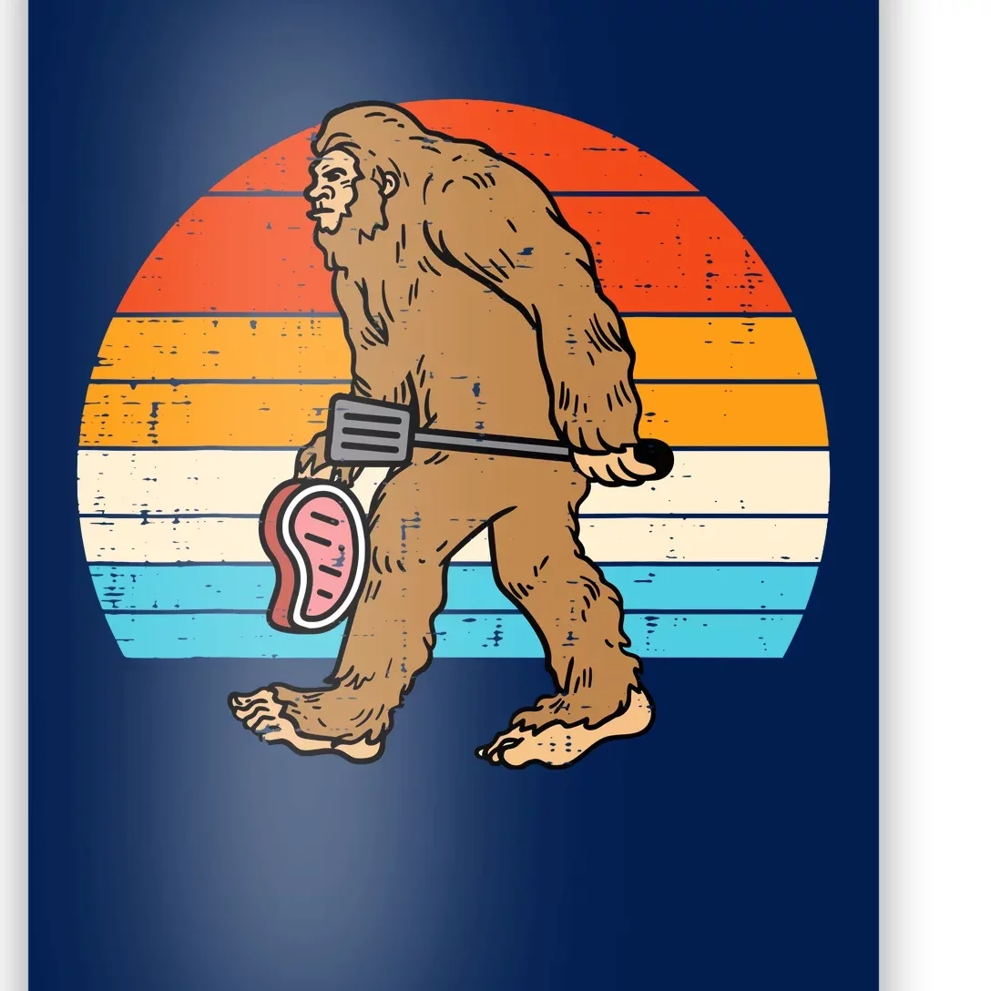 Bigfoot Sasquatch Bbq Retro Barbecue Grilling Poster