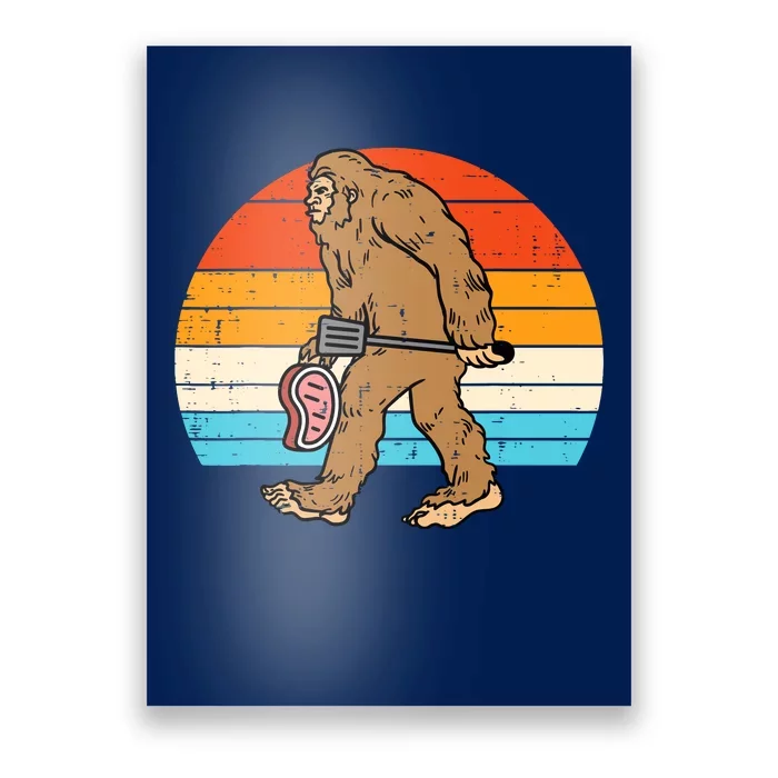 Bigfoot Sasquatch Bbq Retro Barbecue Grilling Poster