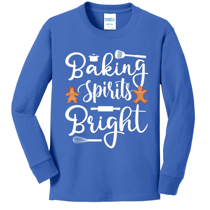 Baking Spirit Bright Cool Holiday Gift Funny Christmas Baker Gift Kids Long Sleeve Shirt