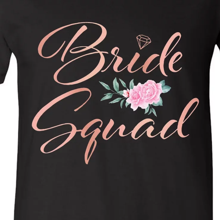 Bride Squad Bachelorette Party Bridal Shower Bridesmaid V-Neck T-Shirt