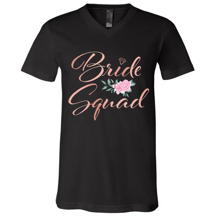 Bride Squad Bachelorette Party Bridal Shower Bridesmaid V-Neck T-Shirt