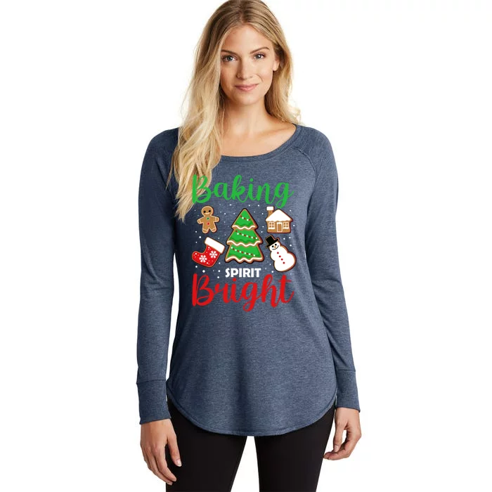 Baking Spirits Bright Christmas Pajama Gingerbread Baker Gift Women's Perfect Tri Tunic Long Sleeve Shirt