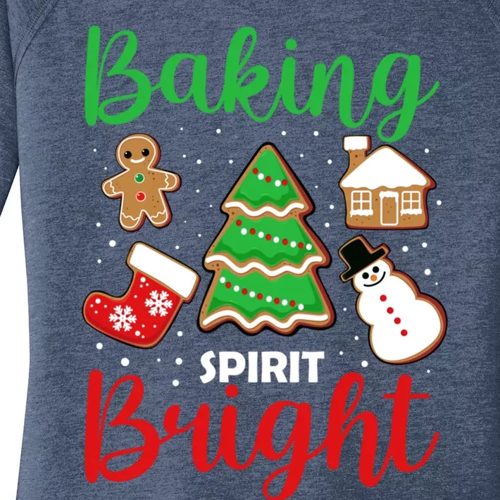 Baking Spirits Bright Christmas Pajama Gingerbread Baker Gift Women's Perfect Tri Tunic Long Sleeve Shirt