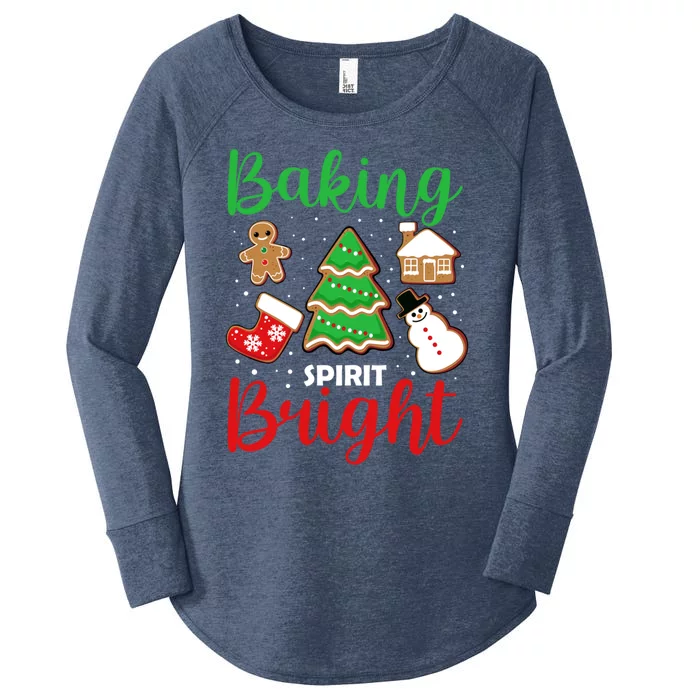 Baking Spirits Bright Christmas Pajama Gingerbread Baker Gift Women's Perfect Tri Tunic Long Sleeve Shirt