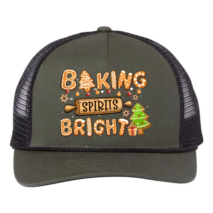 Baking Spirits Bright Chirstmas Cookie Gingerbread Holiday Great Gift Retro Rope Trucker Hat Cap