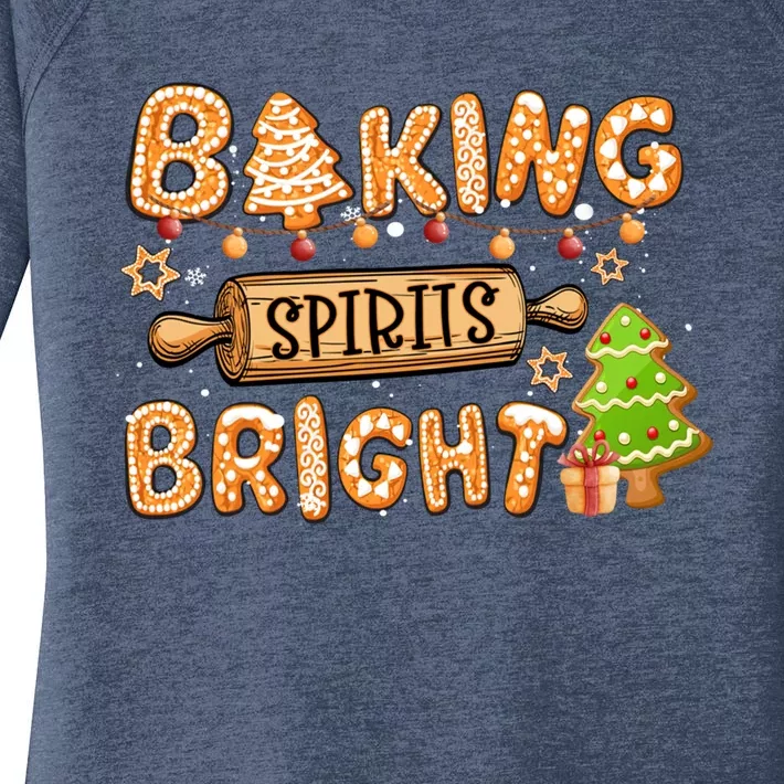 Baking Spirits Bright Chirstmas Cookie Gingerbread Holiday Great Gift Women's Perfect Tri Tunic Long Sleeve Shirt