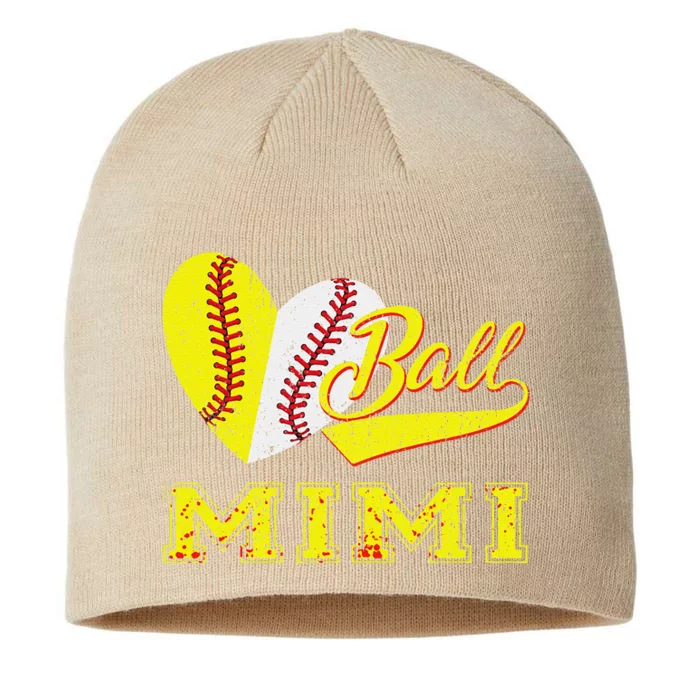 Baseball Softball Ball Heart Mimi Mother's Day Gifts 8 1/2in Sustainable Knit Beanie