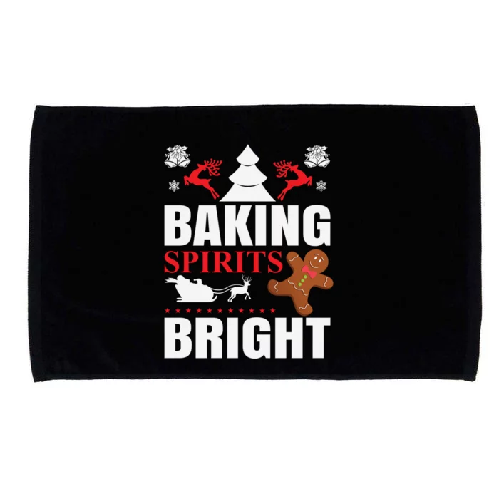 Baking Spirits Bright Gingerbread Illustration Gift Microfiber Hand Towel