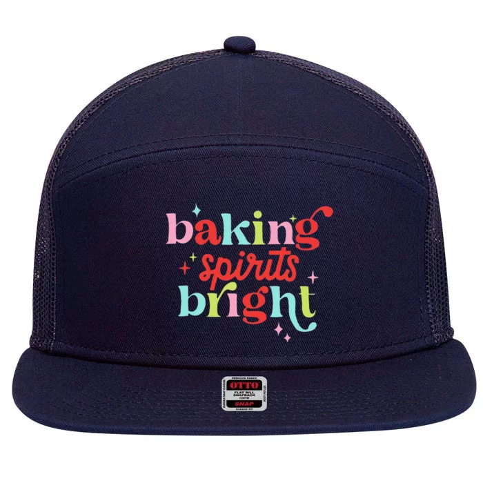 Baking Spirits Bright Christmas Cookie Funny Lovers 7 Panel Mesh Trucker Snapback Hat