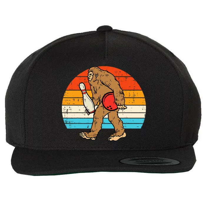 Bigfoot Sasquatch Bowling Retro Bowler Team Wool Snapback Cap