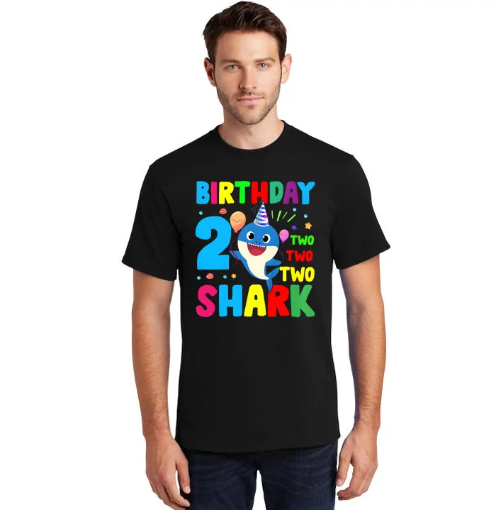 Birthday Shark Baby For 2 Year Old Boy In Blue Two Two Tall T-Shirt