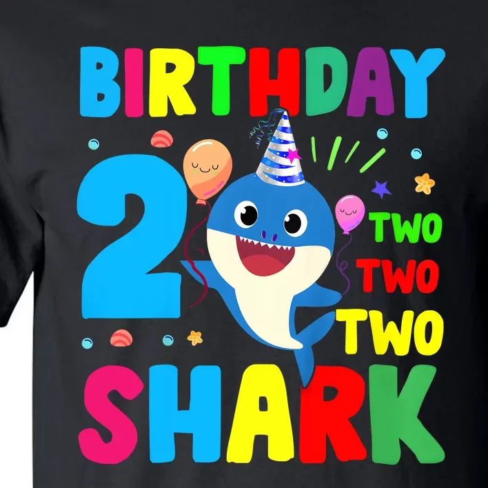 Birthday Shark Baby For 2 Year Old Boy In Blue Two Two Tall T-Shirt