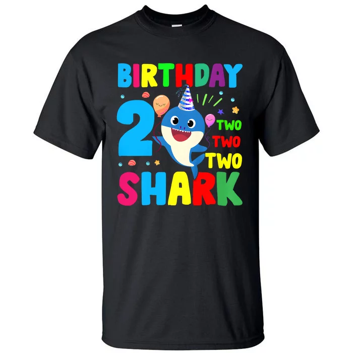 Birthday Shark Baby For 2 Year Old Boy In Blue Two Two Tall T-Shirt