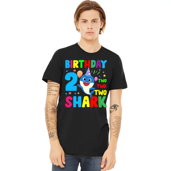 Birthday Shark Baby For 2 Year Old Boy In Blue Two Two Premium T-Shirt