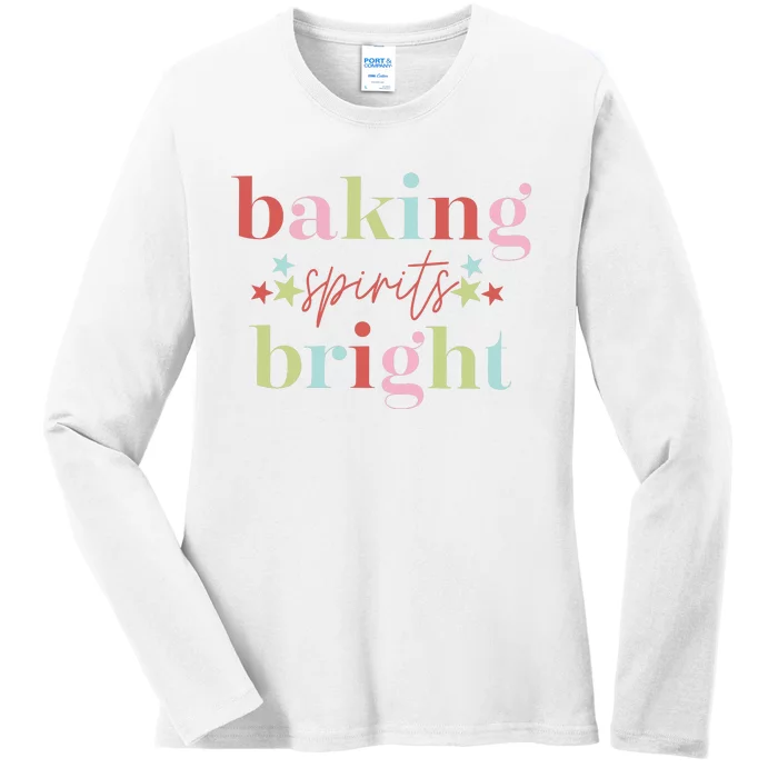 Baking Spirits Bright Christmas Baking Holiday Season Ladies Long Sleeve Shirt