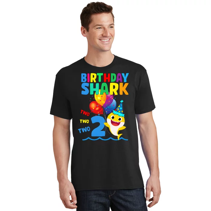 Birthday Shark Baby For 2 Year Old Boy In Blue Two Two T-Shirt